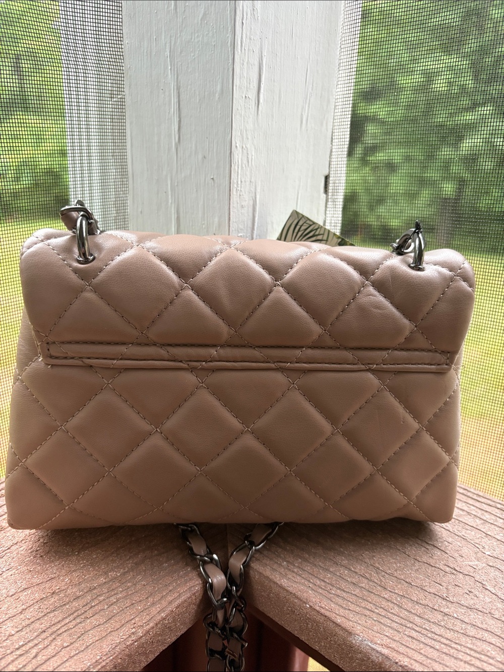 Badgley Mischka NWT Quilted Crossbody Bag in Taupe Brown - Picture 3 of 6